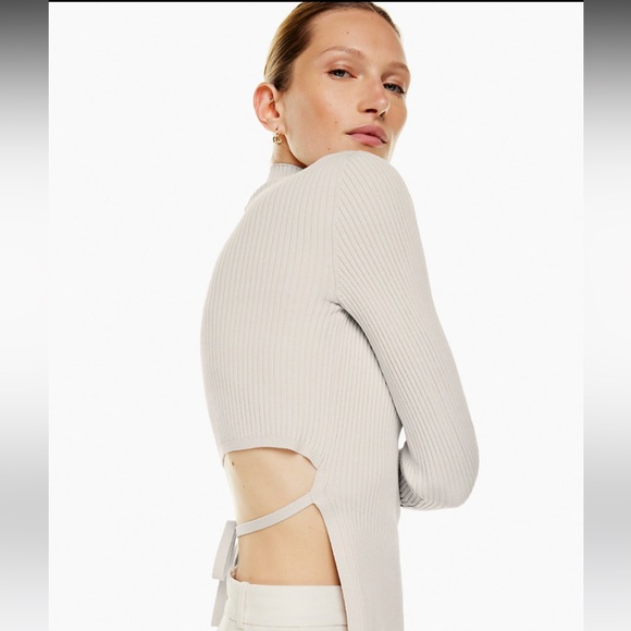 Aritzia Scult Knit Tie Back Sweater Medium Brown - Picture 4 of 5